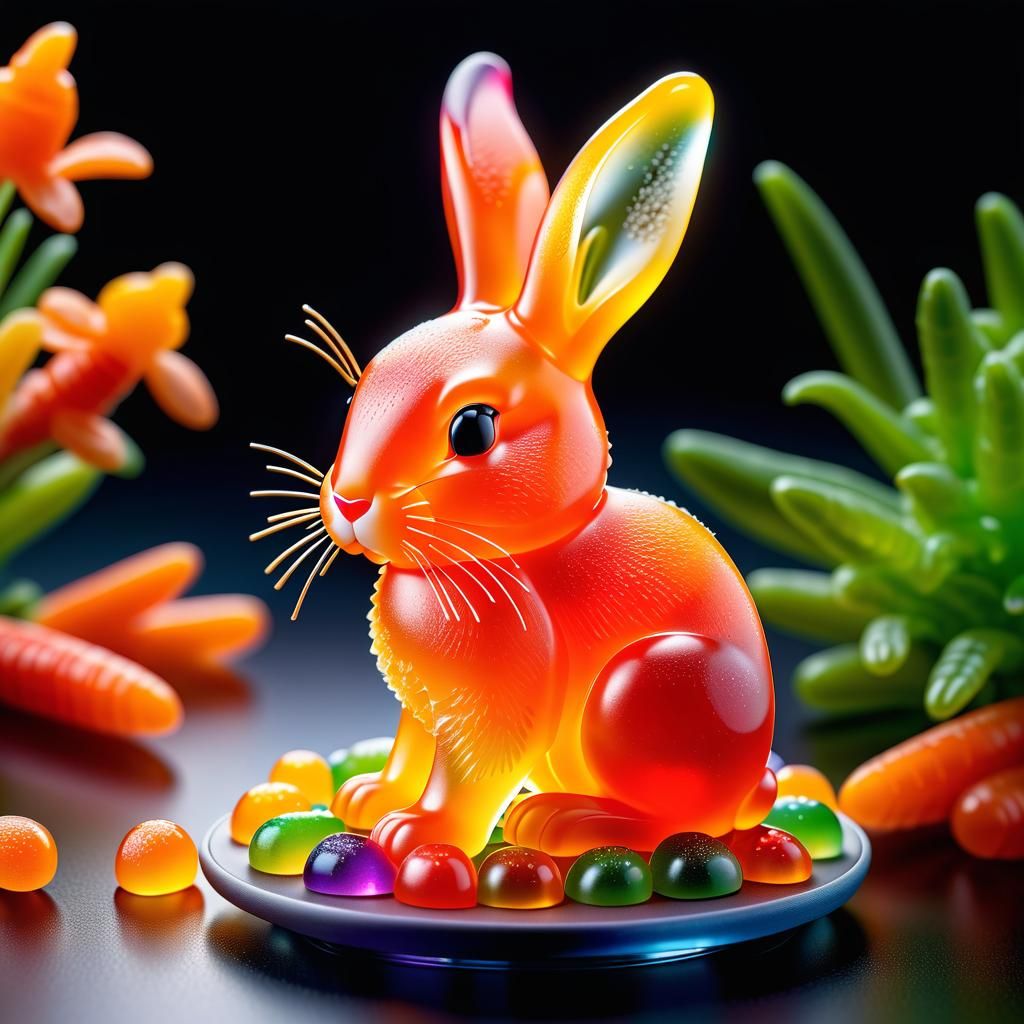 Colorful Jelly Rabbit Made of Candy Pieces