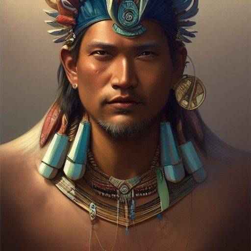Siksika Trickster God Napi Portrait, Detailed Concept Art