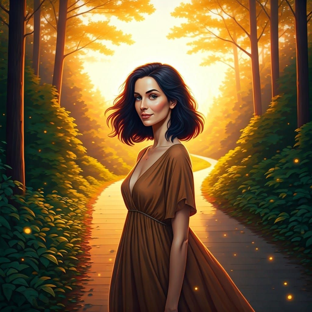 Woman Embarks on Whimsical Journey Through Vibrant Forest