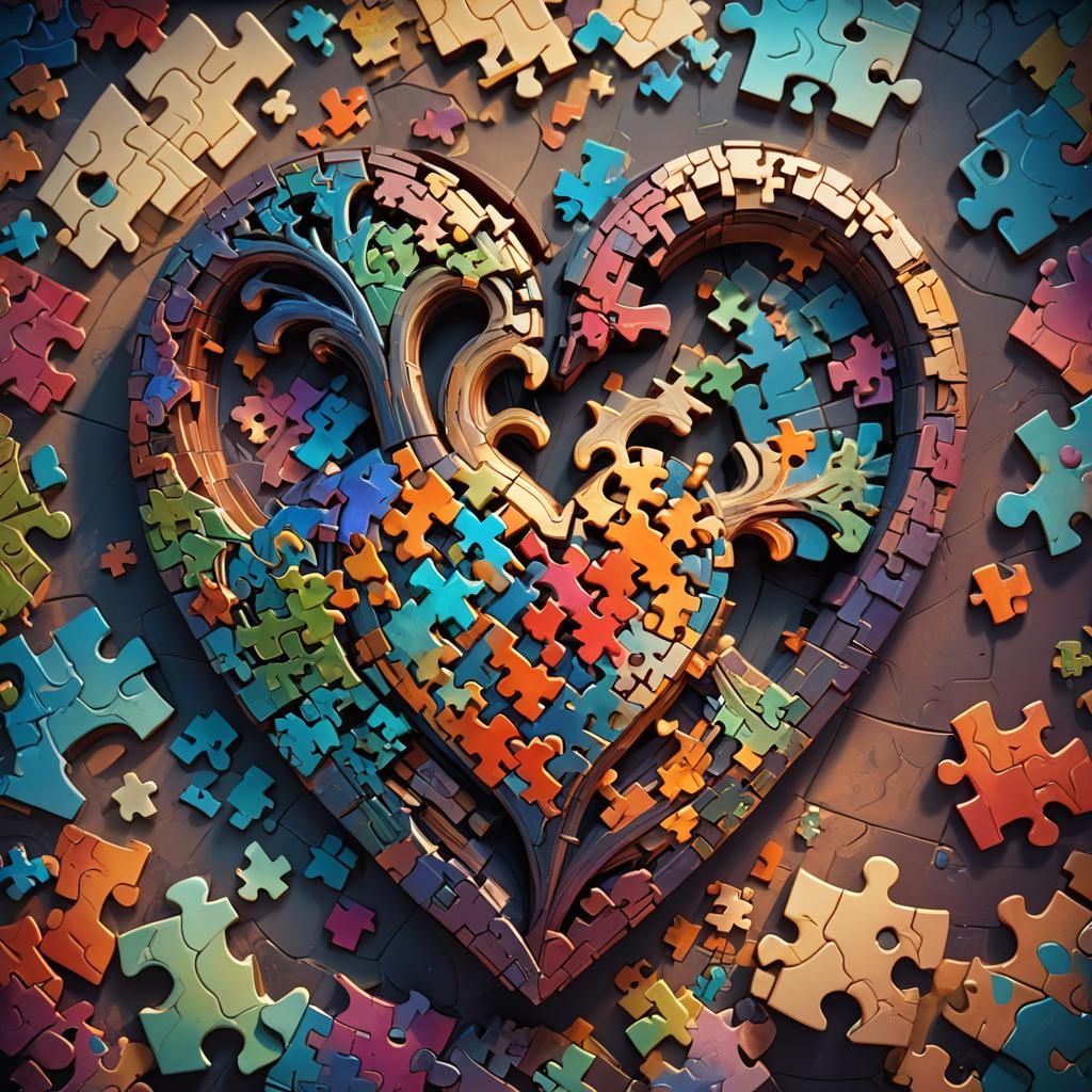 Heart Puzzle: Fantasy Concept Art in Matte Painting Style