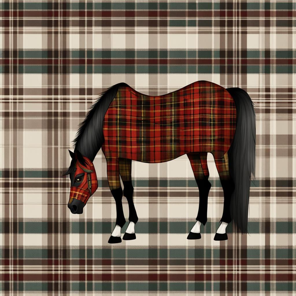 Horse with Tartan Pattern Fused to Skin
