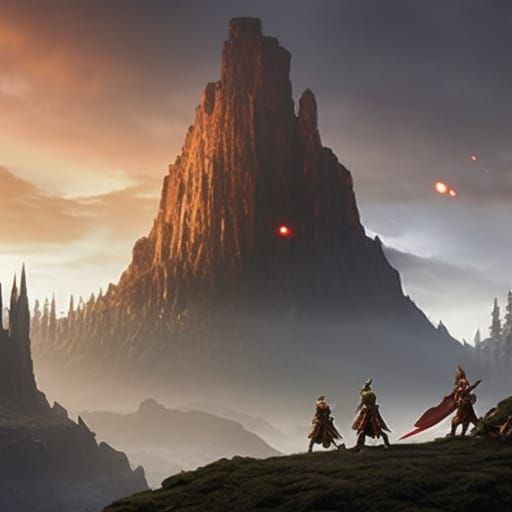 Giant Elder Elves Battle on Mordor Island