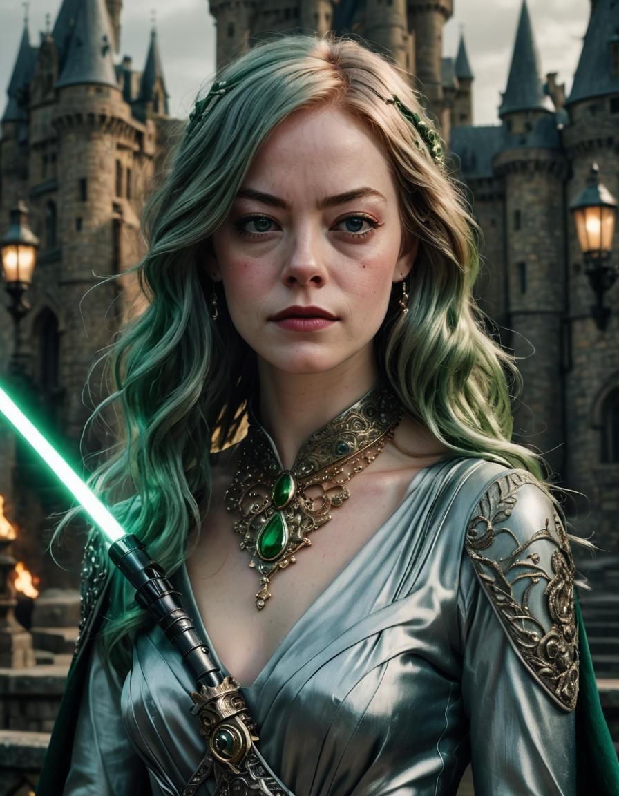 Sci-Fi Portrait of Woman with Lightsaber Glow