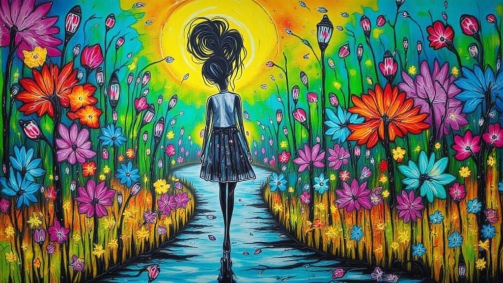 Futuristic Woman in Dystopian Cityscape, Industrial Biomech