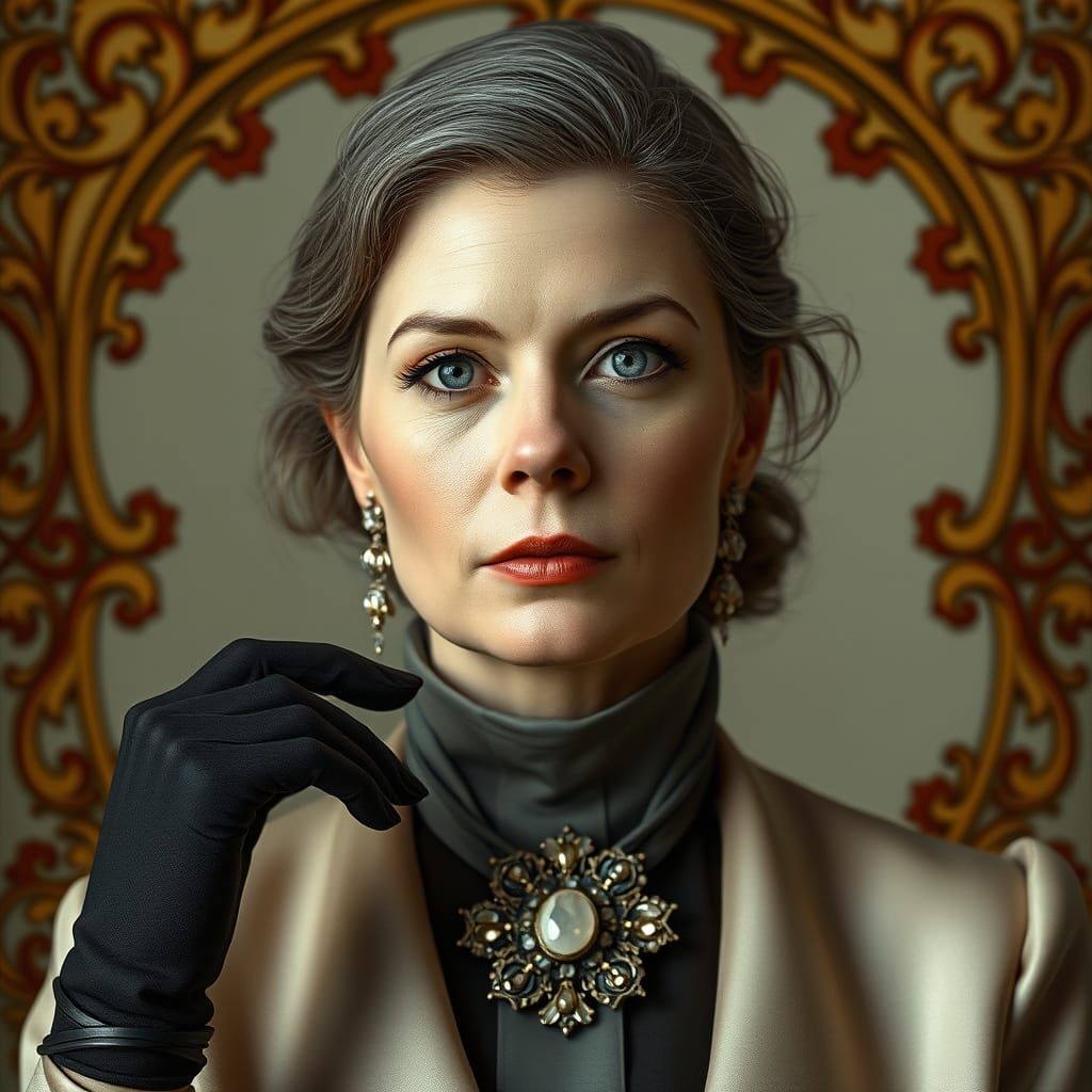 Elegant Woman Portrait in Art Nouveau Style
