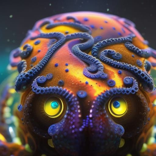 Cute Pearly Octopus Creature: Digital Matte Painting