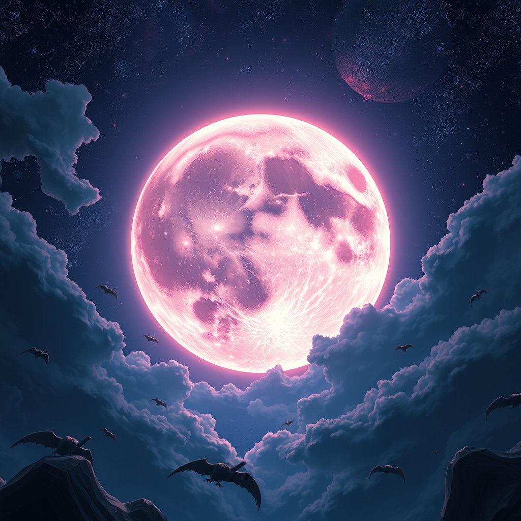 Anime-Inspired Moon in 3D Digital Art Style