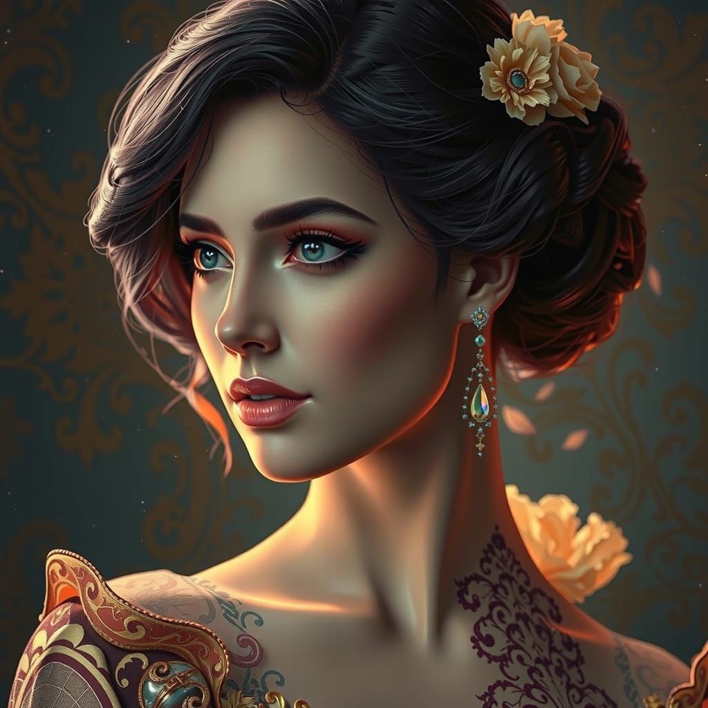Regal Woman in Vibrant, Cinematic Portrait