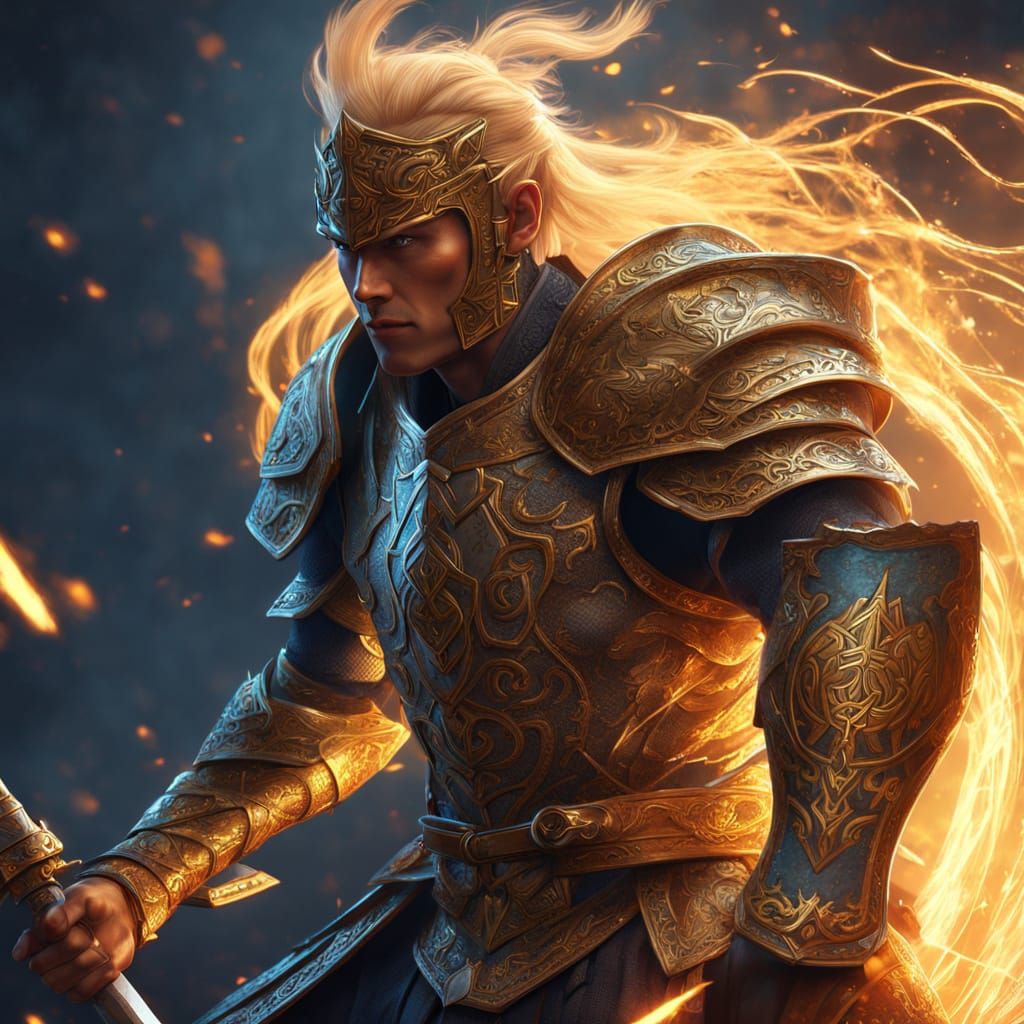 Legendary Warrior in Golden Dragon Armour