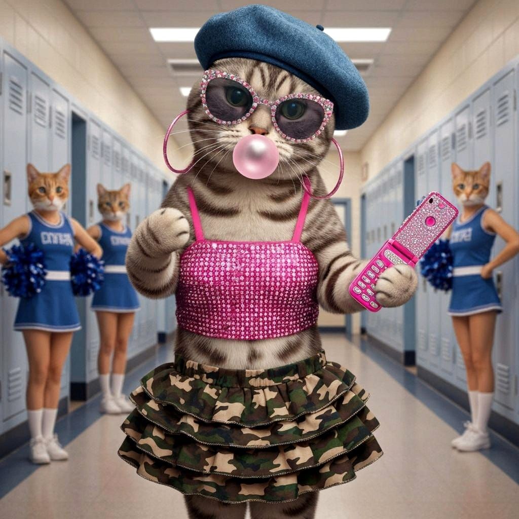 American Shorthair Cat Living the Y2K Dream