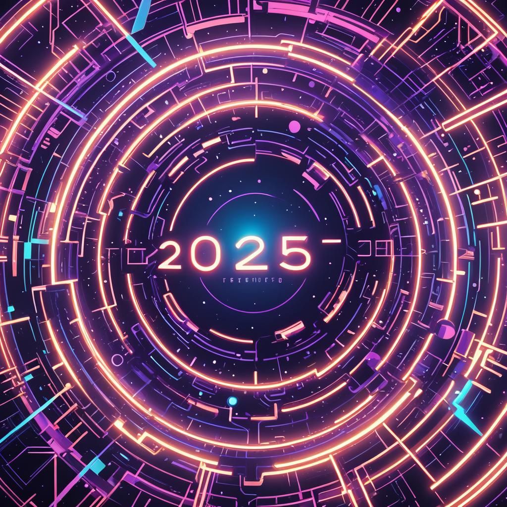 Sleek Futuristic 2025 Typography with Neon Glow