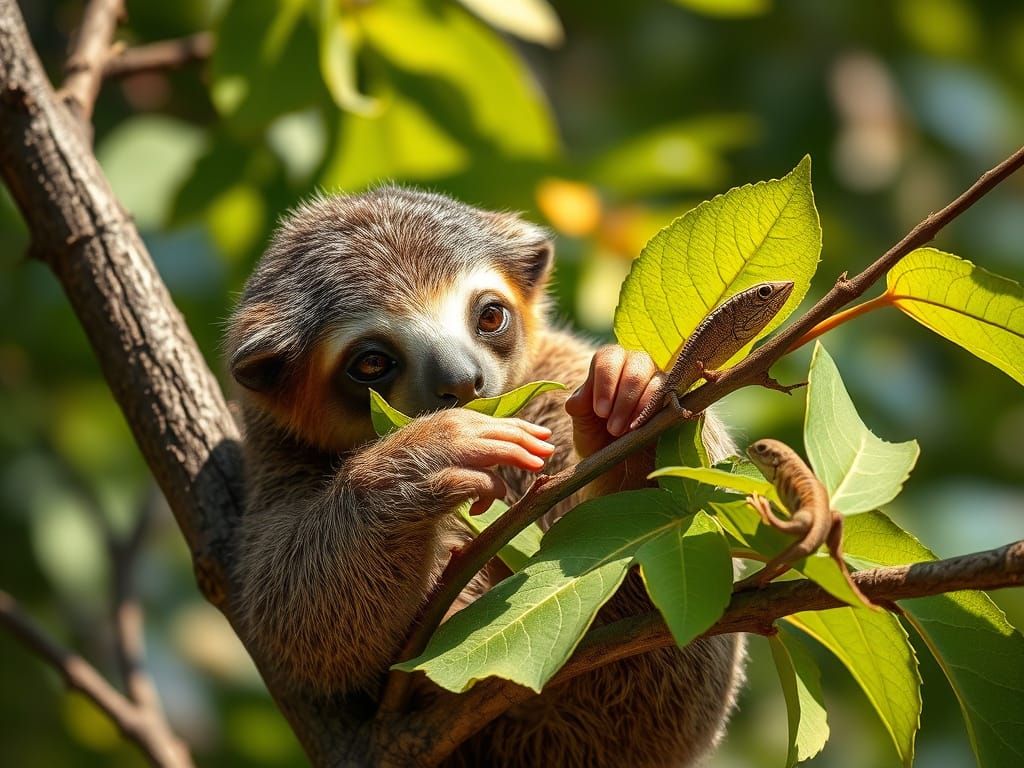 Sloths in Tropical Paradise: A Hyperrealistic Scene