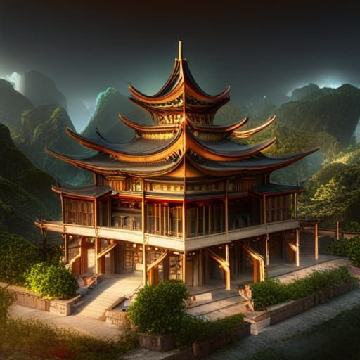 Fantastical Ancient Chinese Palace in Detailed Matte Paintin...