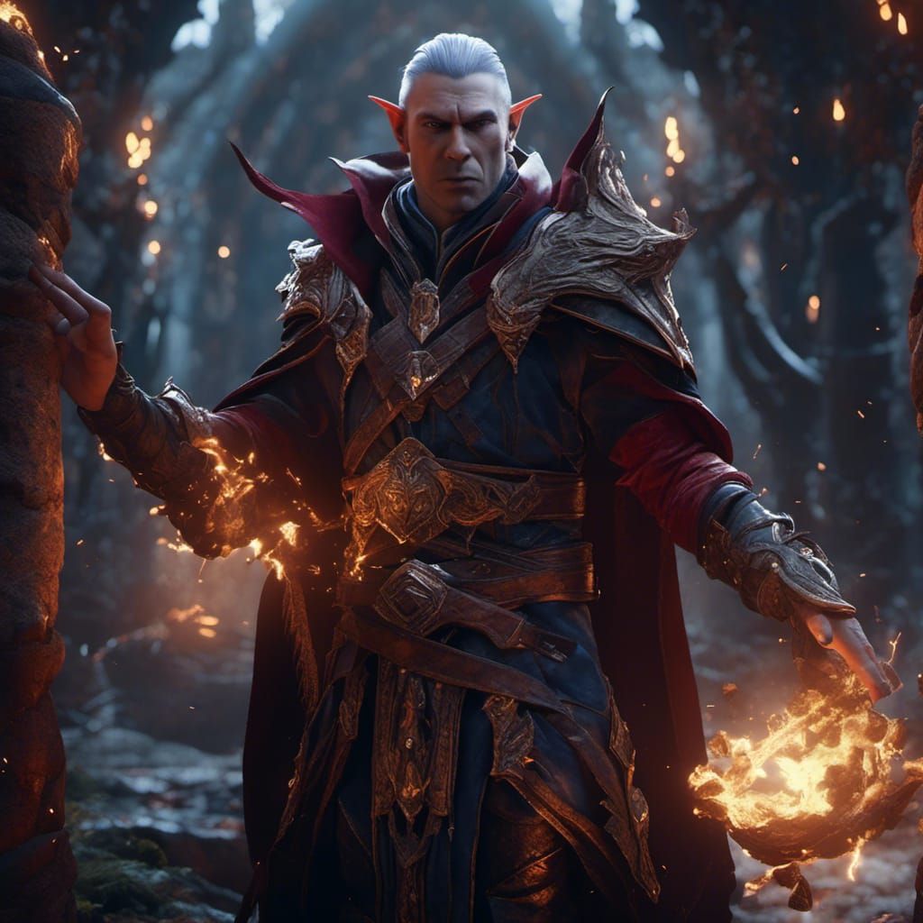 Half Elf Warlock Fantasy Concept Art