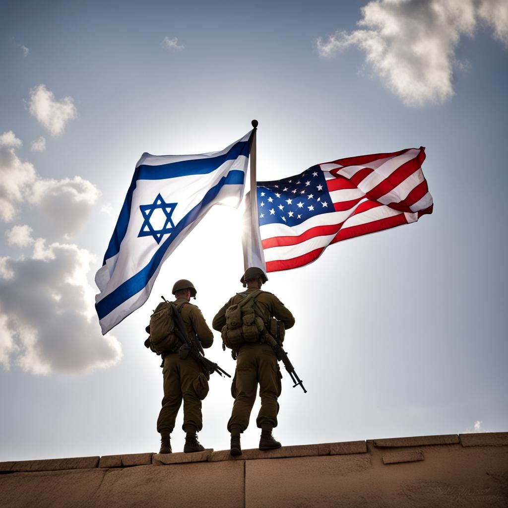 Jewish Soldiers Raise Israeli Flag with American Flag