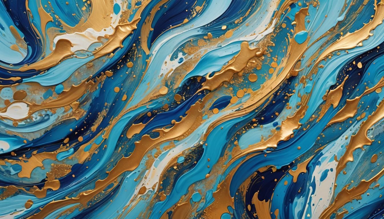 Vibrant Blue Waves in Abstract Expressionism