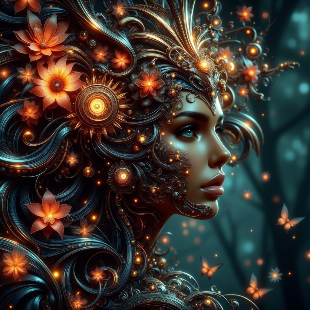 Elegant Renaissance Portrait in Art Nouveau Style