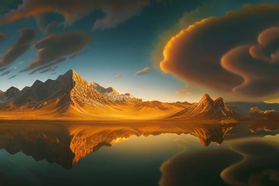 Macaroni Cheese River at Sunset: Hyperdetailed Matte Paintin...