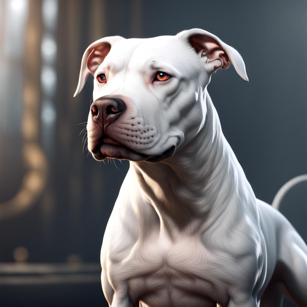 Beautiful Adult White Pitbull