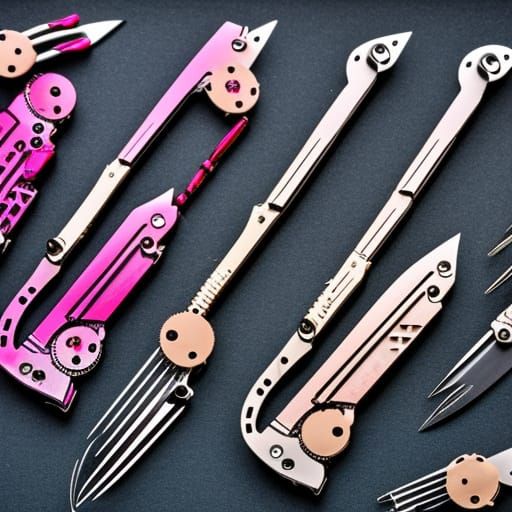 Steampunk Swiss Knife in Synthwave Neon Style