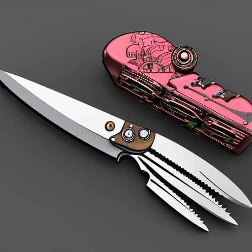 Steampunk Swiss Knife in Synthwave Neon Style