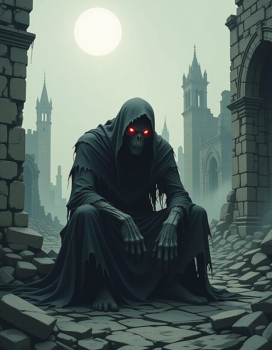 Grotesque Mazoku Monster in Gothic Ruins