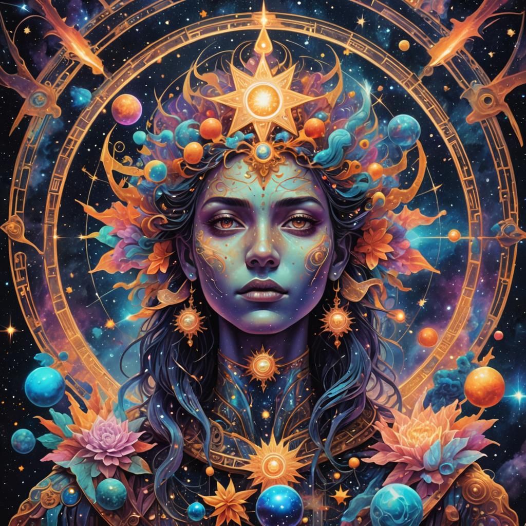 Holographic Astral Cosmic Illustration by Pablo Amaringo