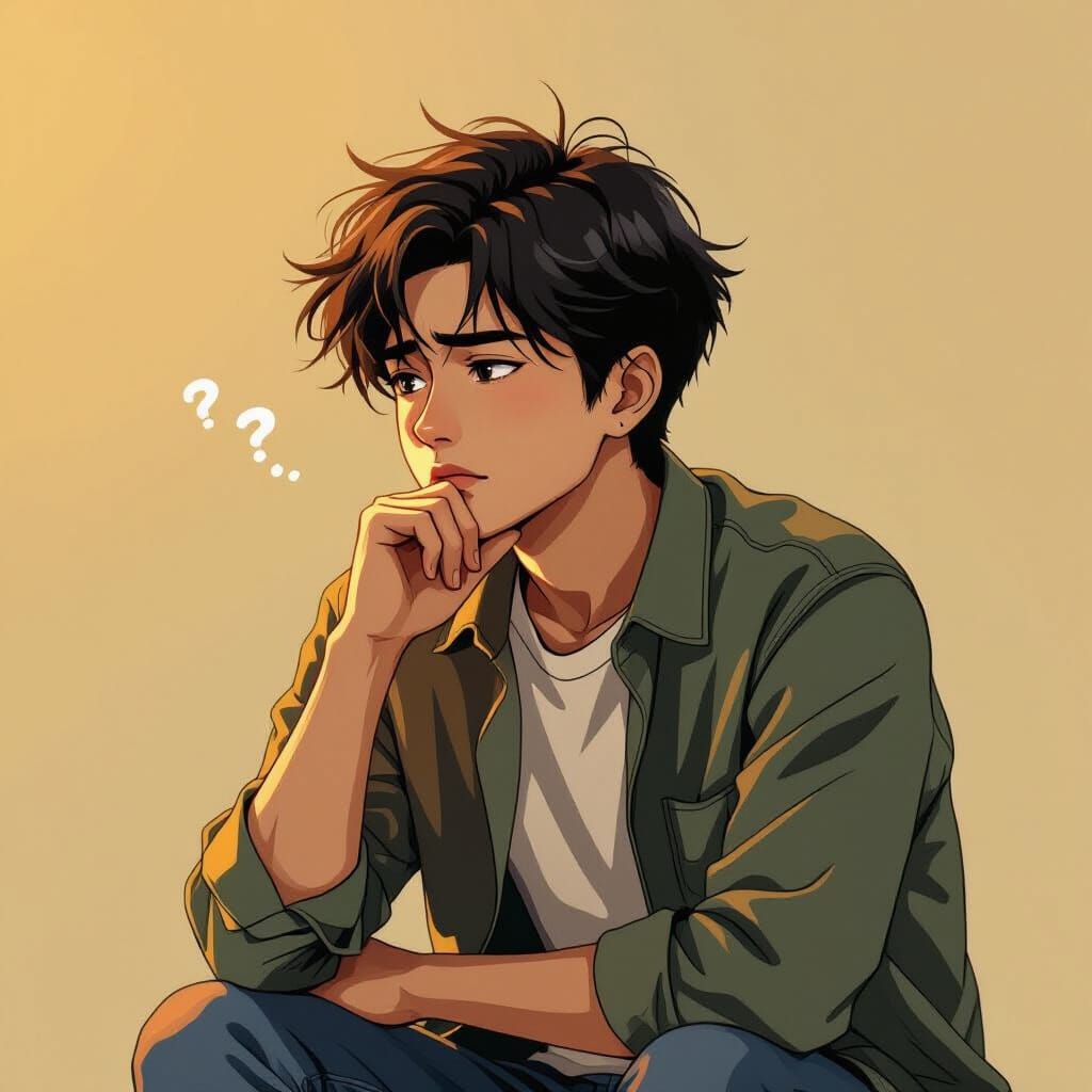 Contemplative Young Adult Portrait with Golden Lighting