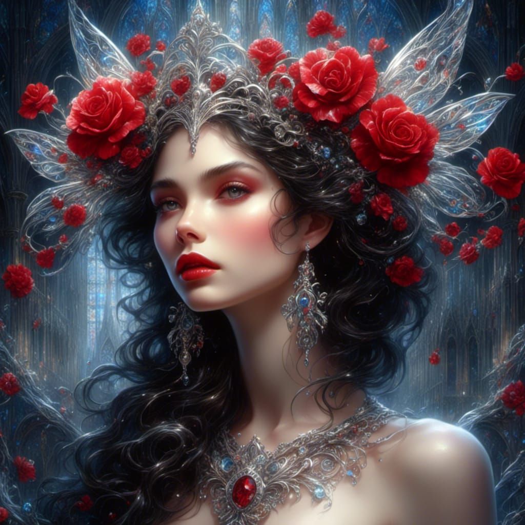 Hyperdetailed Crystal Princess in Art Nouveau Style