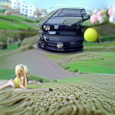 Black VW Golf 2 with Blonde Girl in 8K 3D