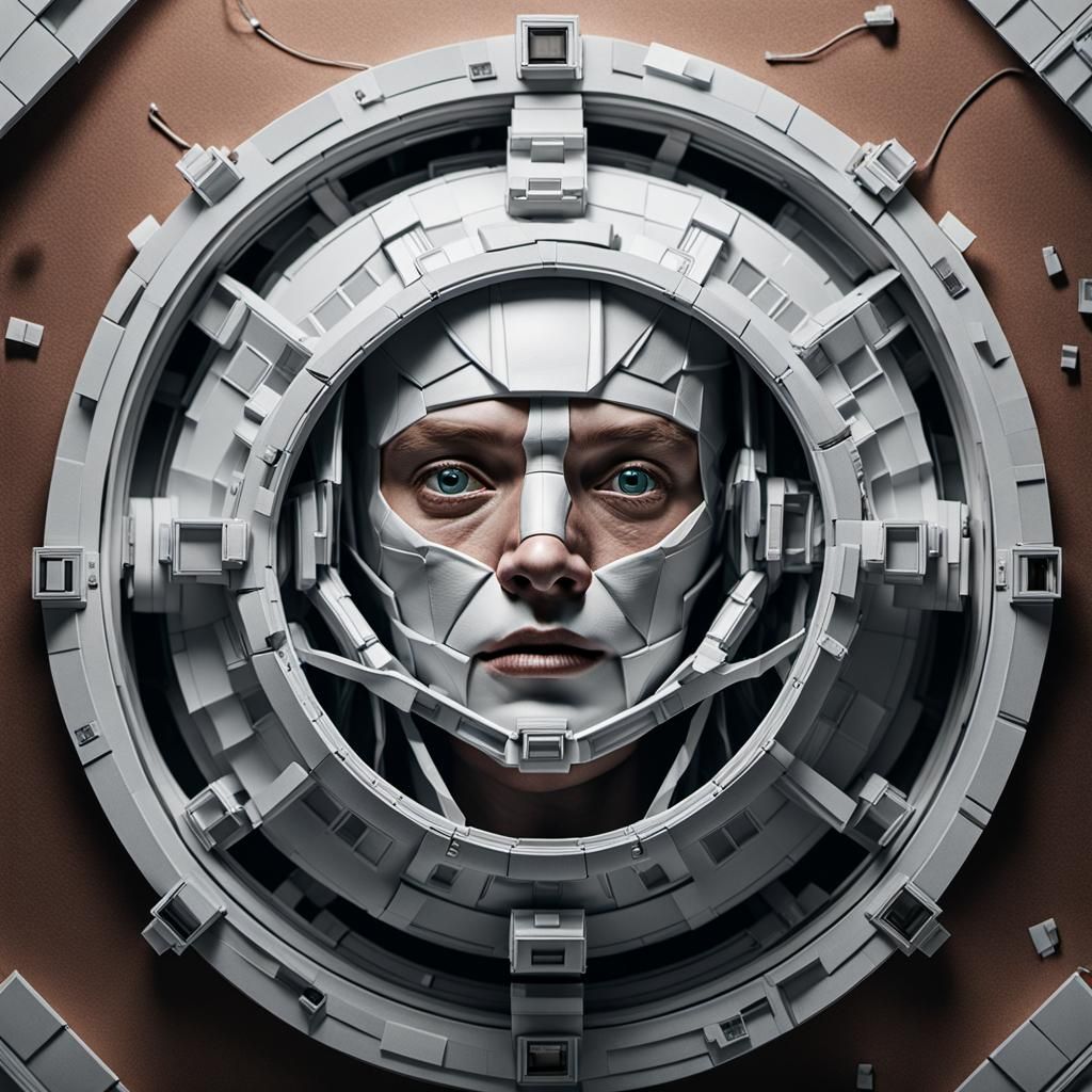 Origami Spacewalk Portrait in Cinematic Style