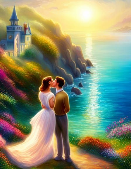 Couple kissing on a beach