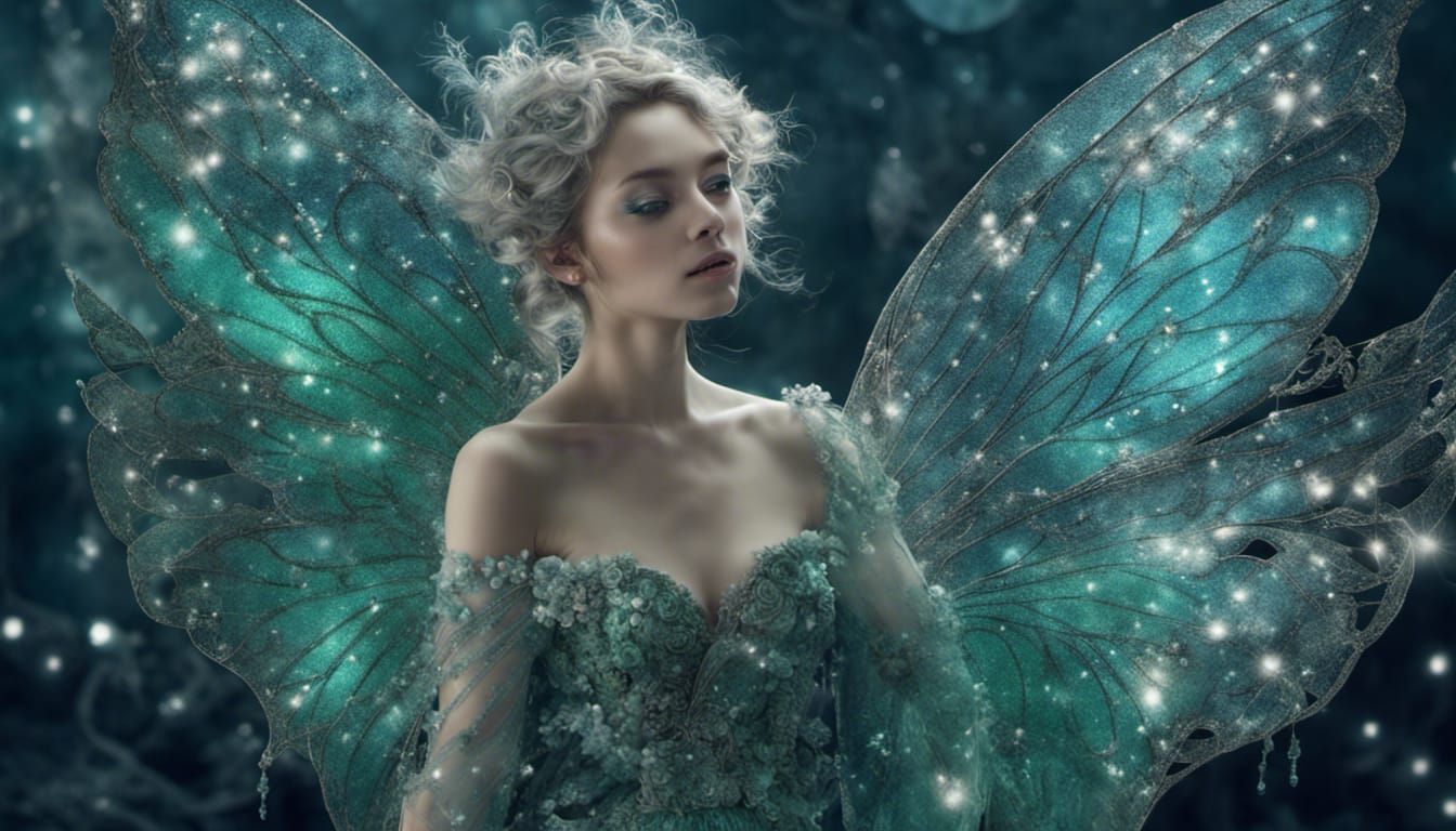 Moonlight Fairy in Blue-Green: Photorealistic CGI Art