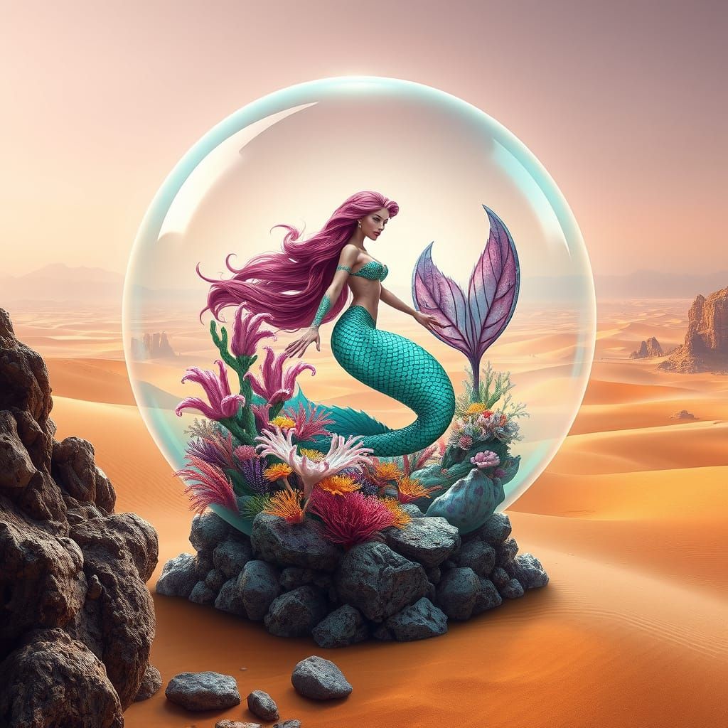 Majestic Mermaid in a Crystal Oasis