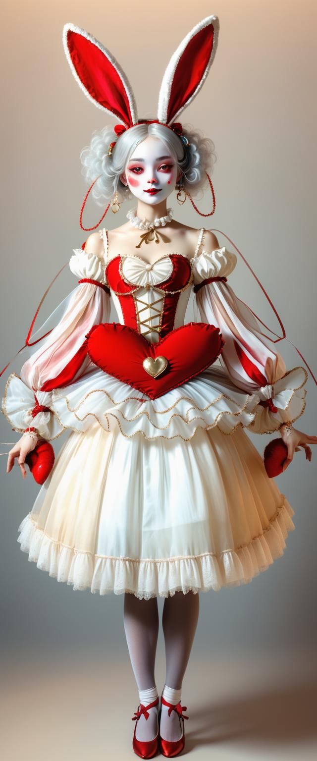 Whimsical Girl with Rabbit Ears in Dreamy Illustration