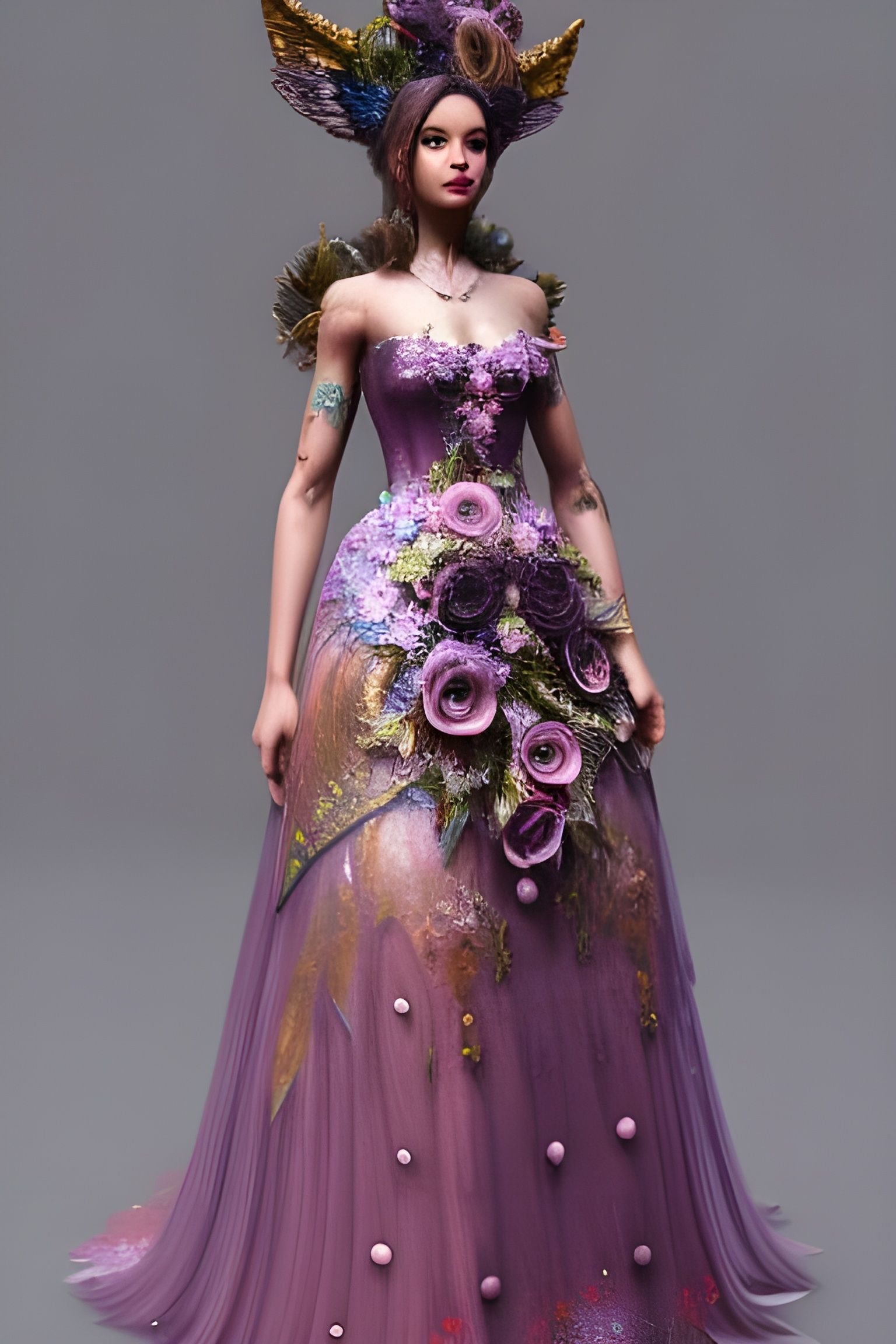 Ethereal Fairy Dress with Glitter and Mushrooms