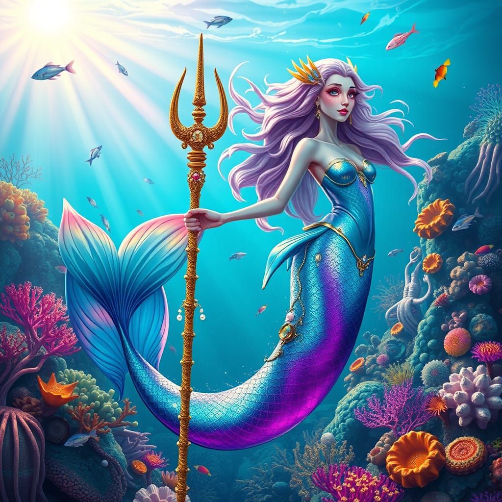 Mermaid in a Futuristic Coral Reef