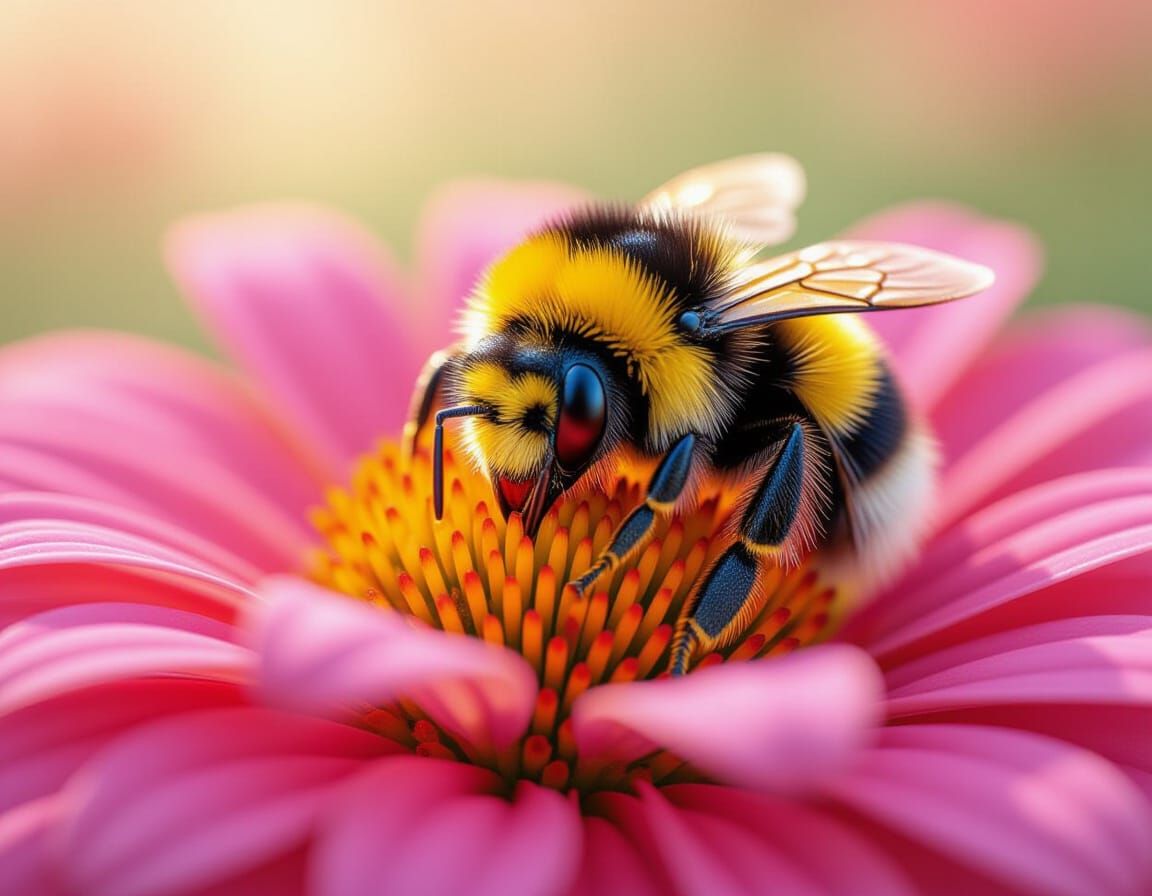 Macro portrait of a bumblebee