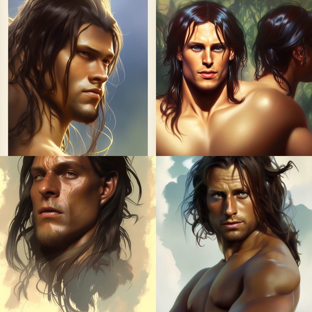 Detailed Portrait of Tarzan in Artstation Style
