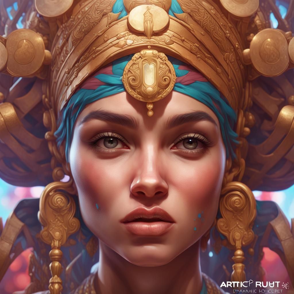 Egyptian Woman Portrait in Art Nouveau Style