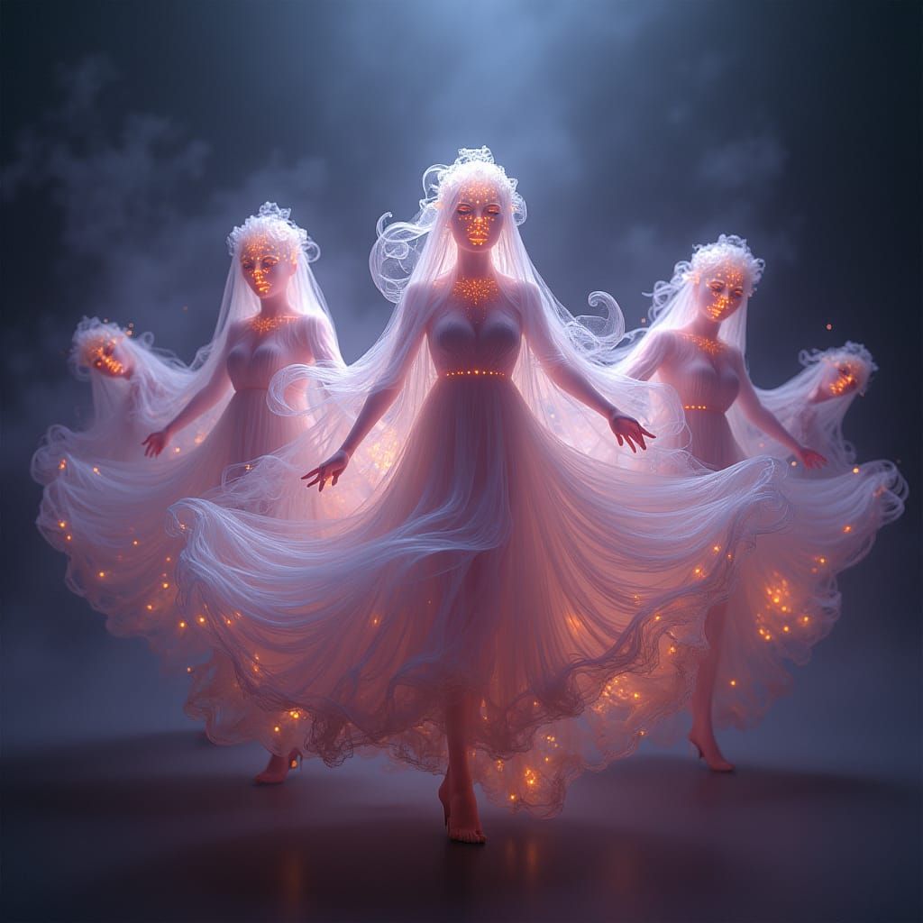 Ethereal Ghosts in a Dark Fantasy Art Style