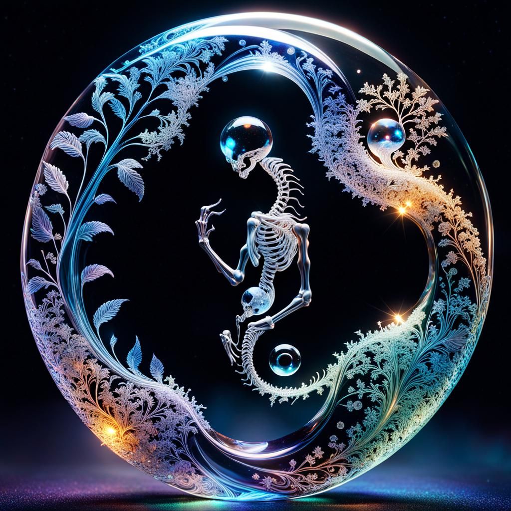 Crystal Glass Yin-Yang in Magical Fantasy Setting