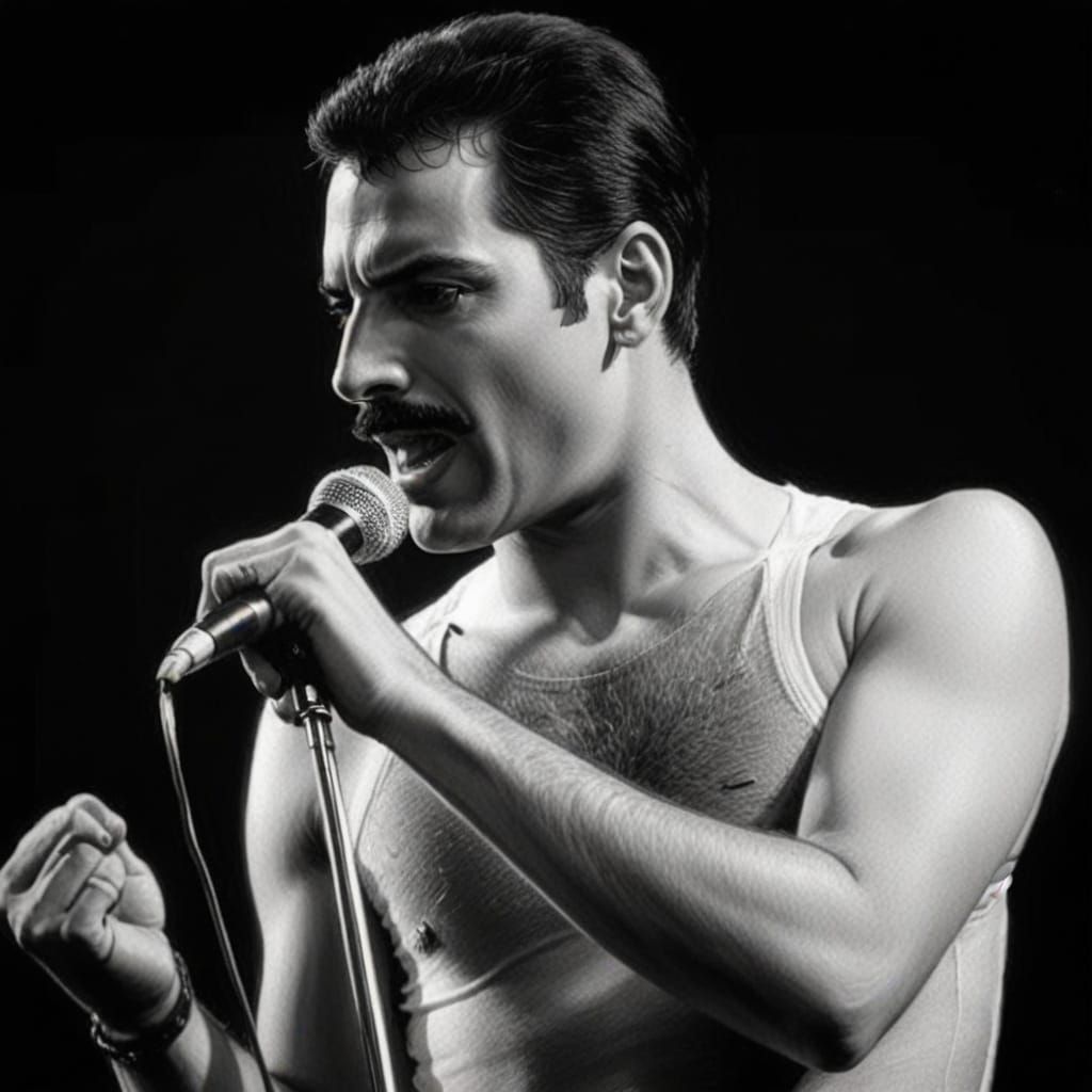 Pencil Portrait of Freddie Mercury