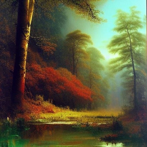 Luminous Forest Landscape in the Style of Bierstadt