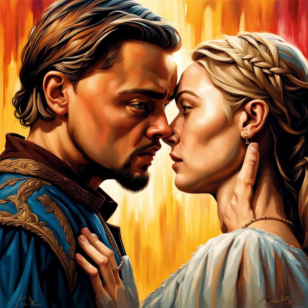 Hyperrealistic Romeo and Juliet Portrait with Dramatic Light...
