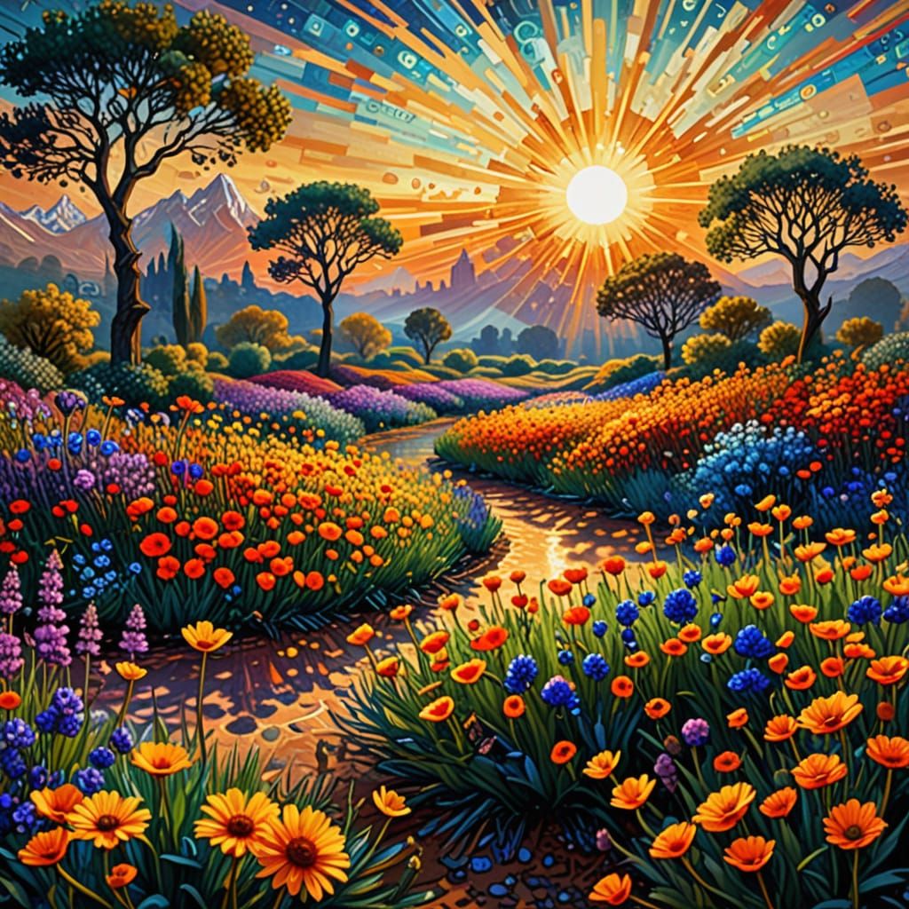 Vibrant Impressionist Masterpiece of Wildflowers