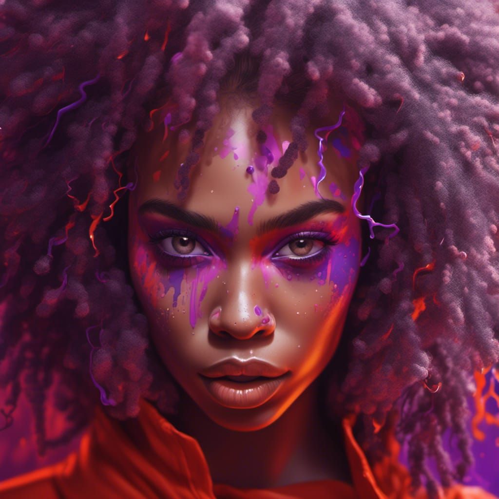 Alluring Afro American Woman Portrait in Hyperreal Style
