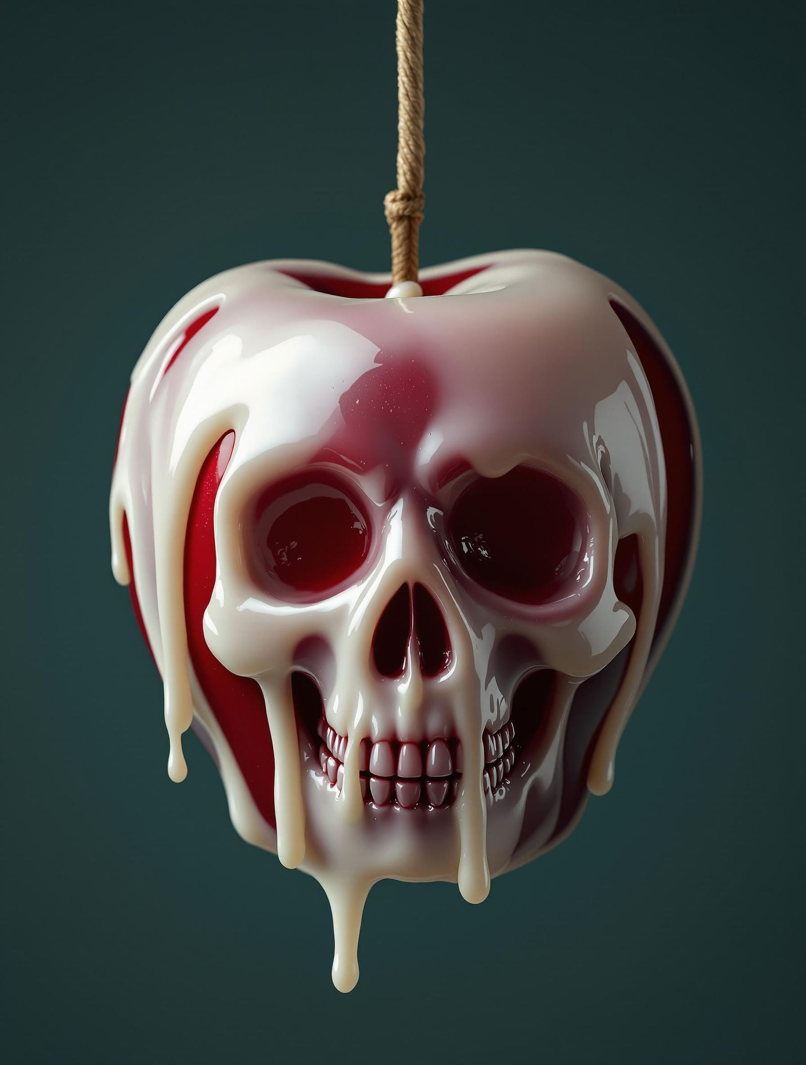 Darkly Alluring Poisoned Apple in Hyperrealistic Style