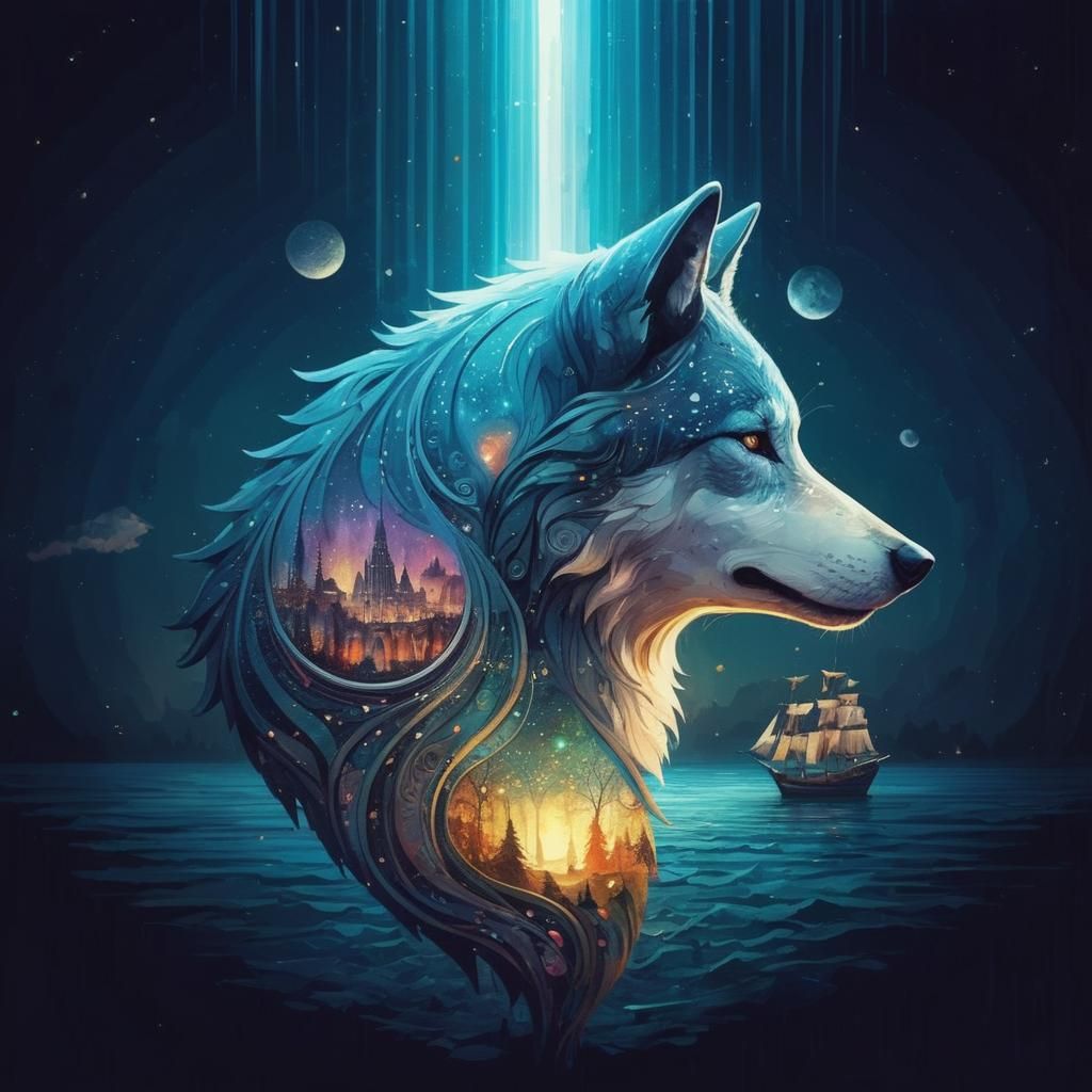 Celestial Dreamscape: Galaxy Waterfall in Abstract Style