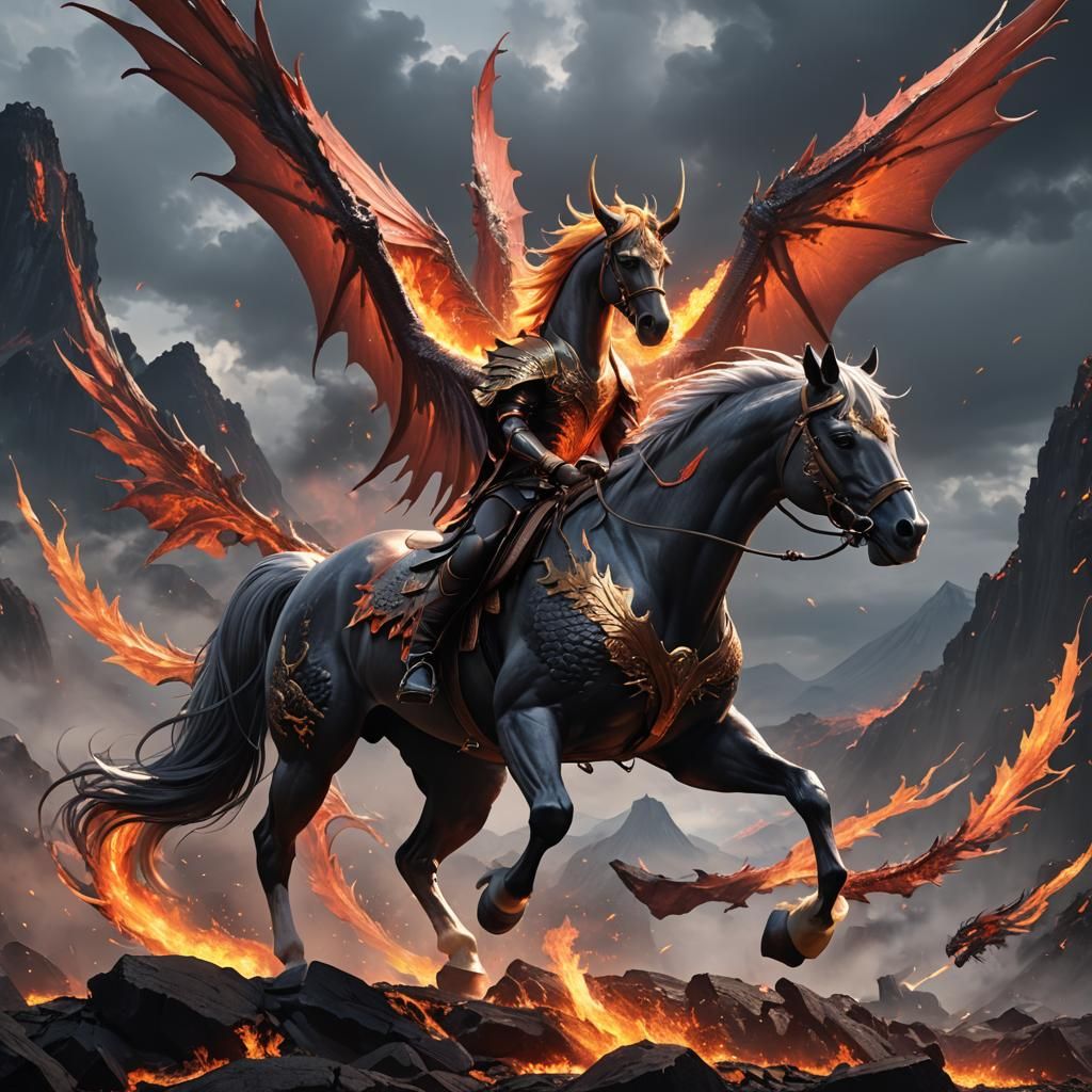 Fiery Winged Horse Emerges: 3D Anime Art